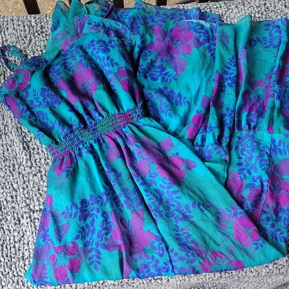 Teal and Purple Floral Dress